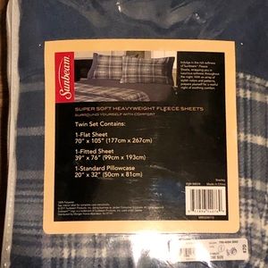 New Sunbeam Fleece Plaid Sheet Set Twin Charcoal